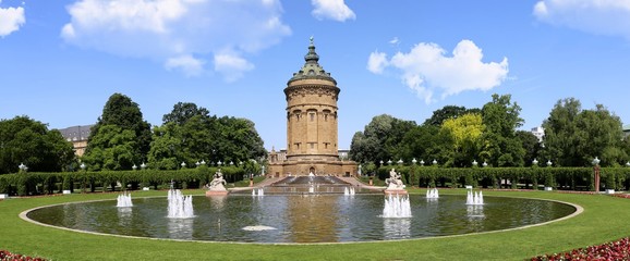 Mannheim (Baden-Wurttemberg, Germany) with his popular landmark, the Wasserturm (water tower)