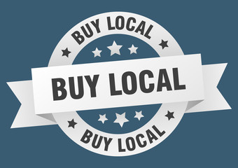 buy local ribbon. buy local round white sign. buy local