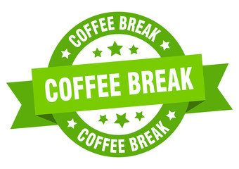 coffee break ribbon. coffee break round green sign. coffee break