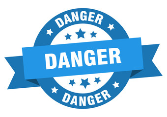 Fototapeta premium danger ribbon. danger round blue sign. danger
