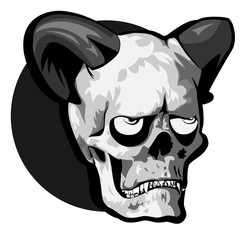 Very angry skull demon with horns and dead eyes for the haloween