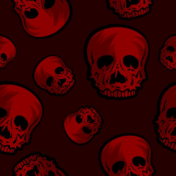 Halloween scary seamless vector background with the skull
