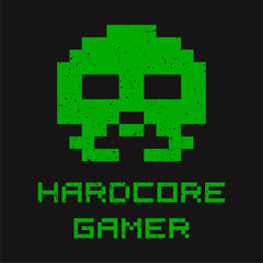 Fototapeta premium Old retro video game illustration with skull