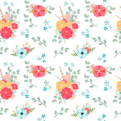 Seamless Floral Pattern with roses. Vector illustration.