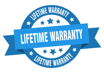 lifetime warranty ribbon. lifetime warranty round blue sign. lifetime warranty