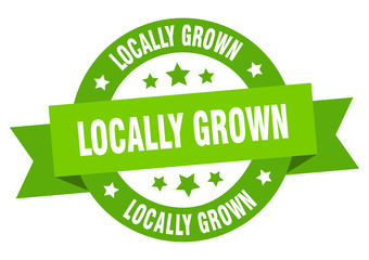locally grown ribbon. locally grown round green sign. locally grown