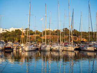 Fototapeta na wymiar Cala D'Or Mallorca Spain May 29 2019 The marina at Cala Egos and Cala D'or with an array of ocean going yachts and power boats