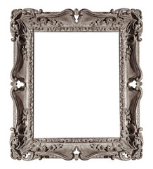 Silver frame for paintings, mirrors or photo isolated on white background