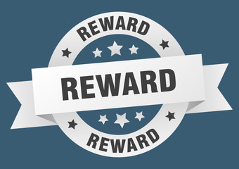 reward ribbon. reward round white sign. reward