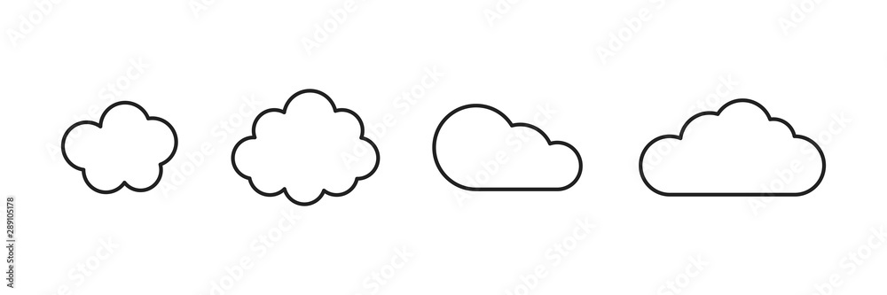 Poster set of new style white vector stroke clouds isolated on white background. cloud vector icon. collect