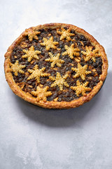 Large Whole Mince Pie with Copy Space