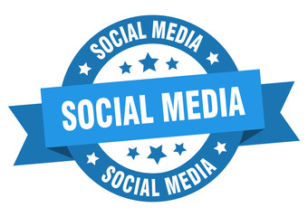 Obraz premium social media ribbon. social media round blue sign. social media