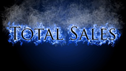 3D rendering marketing text with blue flame of fire on black background