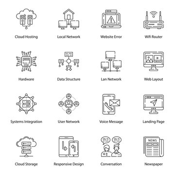 Server Network Line Vectors Pack 