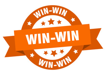 win-win ribbon. win-win round orange sign. win-win