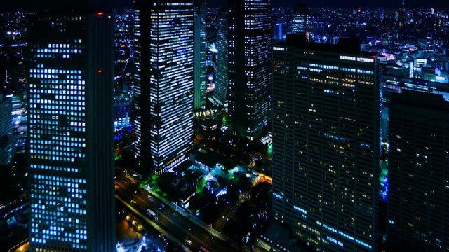 4K 東京夜景　タイムラプス　新宿　高層ビル街
