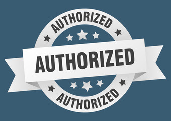 authorized ribbon. authorized round white sign. authorized