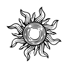 Sun. Sun vintage style hand drawn vector illustration. 