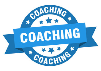 Obraz premium coaching ribbon. coaching round blue sign. coaching