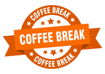 coffee break ribbon. coffee break round orange sign. coffee break