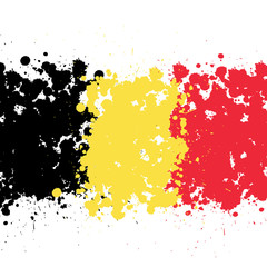 Abstract ink blots grunge Belgian flag colors isolated on white background