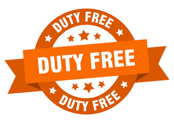 duty free ribbon. duty free round orange sign. duty free