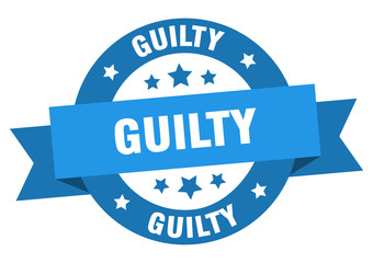 guilty ribbon. guilty round blue sign. guilty