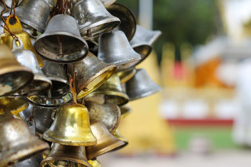 Many bells for writing names to make merit at Thai temples