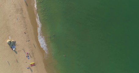Aerial view of Praia dos Tres Irmaos (Three Brothers beach) in Alvor, famous tourist destination in Western Algarve Coast, Portugal.