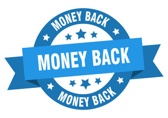 Fototapeta premium money back ribbon. money back round blue sign. money back
