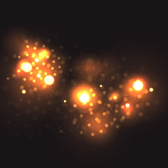 Golden particles. Glowing yellow bokeh circles abstract gold luxury background