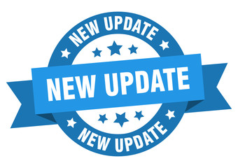 new update ribbon. new update round blue sign. new update