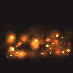 Golden particles. Glowing yellow bokeh circles abstract gold luxury background