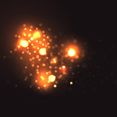 Golden particles. Glowing yellow bokeh circles abstract gold luxury background