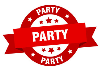 Obraz premium party ribbon. party round red sign. party