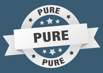 pure ribbon. pure round white sign. pure