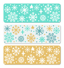 Cute Scandinavian Winter borders with hand drawn snowflakes