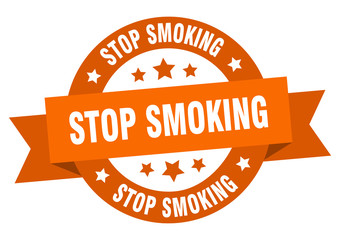stop smoking ribbon. stop smoking round orange sign. stop smoking