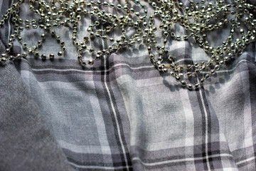  Christmas toys on the table on a beautiful fabric steampunk star