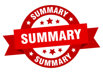 summary ribbon. summary round red sign. summary