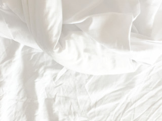 soft white wrinkle bed sheets for background