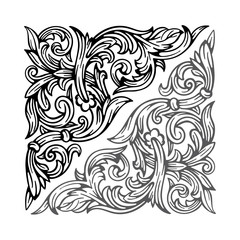 Fototapeta premium Vintage floral ornament. Hand drawn baroque victorian ornament illustration. Engraved style ornament drawing. Part of set.