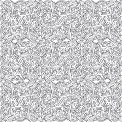 Vintage seamless pattern. Hand drawn baroque victorian ornaments endless texture. Floral ornament design. Engraved style ornament drawing. Part of set.