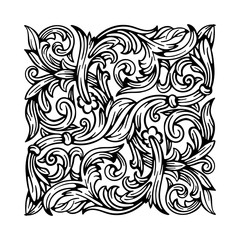 Vintage floral ornament. Hand drawn baroque victorian ornament illustration. Engraved style ornament drawing. Part of set.