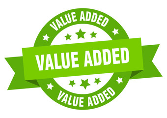 value added ribbon. value added round green sign. value added