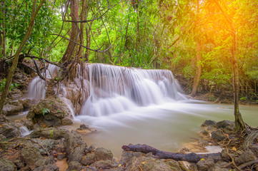 Huai Mae Khamin Waterfall tier 3  Khuean Srinagarindra National Park  Kanchanaburi  Thailand