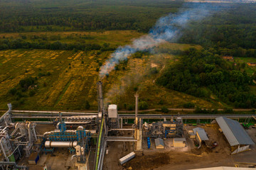 Smoke ejection from a woodworking pipe, top view.