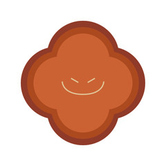 いたずらそうな表情の茶色のかわいいばい菌のイラスト