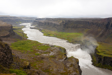 Hafragilsfoss falls in summer season view, Iceland