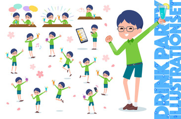 flat type Green clothing glasses boy_drink